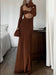 Sexy Dress for Women Fashion Vintage Streetwear Dresses Solid Slim Long Sleeve Hollow Out Midi 2024 New Autumn Winter Dresses