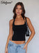 Dulzura Sleeveless Halter Side Slit Top With Button Sexy Casual Tank Party Club Streetwear Women’S Autumn Winter Clothes