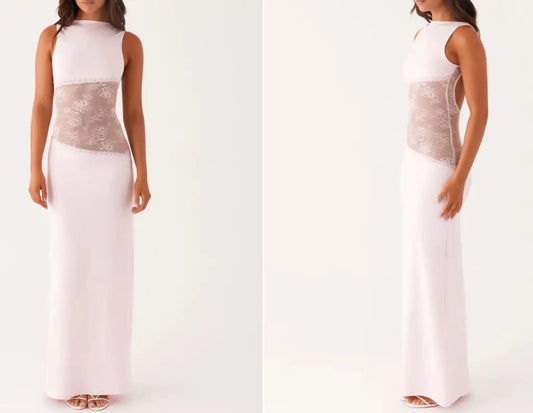 Elegant Lace Patchwork Dress - Perfect for Summer in Black, Blue, Purple, or Pink - S, M, L