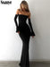 Nsauye Autumn Chic Elegant Women Sexy Evening Birthday Party Night Club Dress Off Shoulder Long Sleeve Maxi Bodycon Dress 2024