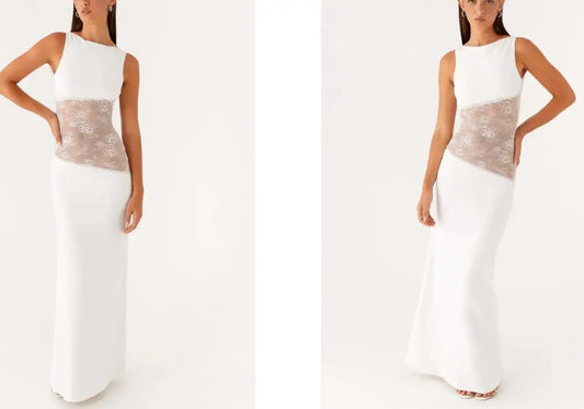 Elegant Lace Patchwork Dress - Perfect for Summer in Black, Blue, Purple, or Pink - S, M, L